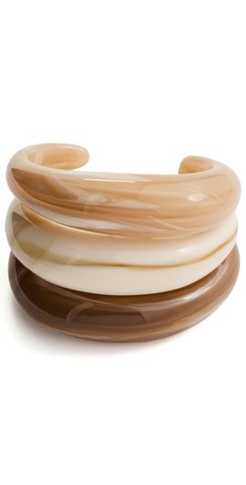 By Adina Eden By Adina Eden Caramel Cream Resin Bangle Set Multi Color One