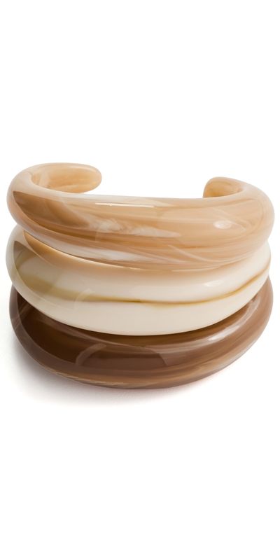 By Adina Eden By Adina Eden Caramel Cream Resin Bangle Set Multi Color One