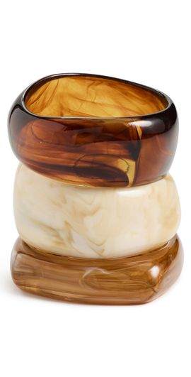By Adina Eden By Adina Eden Caramel Swirl Resin Bangle Set Multi-Color One