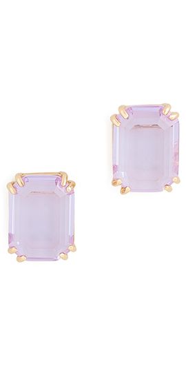 By Adina Eden By Adina Eden Colored Large Emerald Stud Earrings Purple One