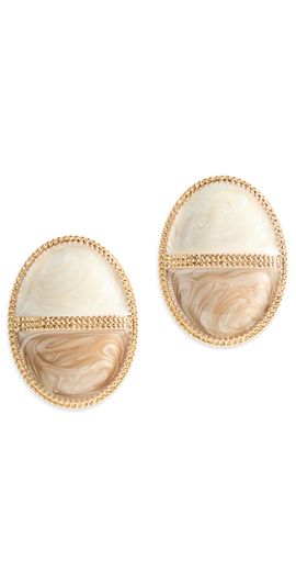 By Adina Eden By Adina Eden Colored Two-Tone Stone Oval Stud Earrings Grey One