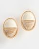 By Adina Eden By Adina Eden Colored Two-Tone Stone Oval Stud Earrings Grey One - 2