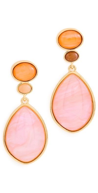 By Adina Eden By Adina Eden Colored Two-Tone Teardrop Drop Earrings Pink One
