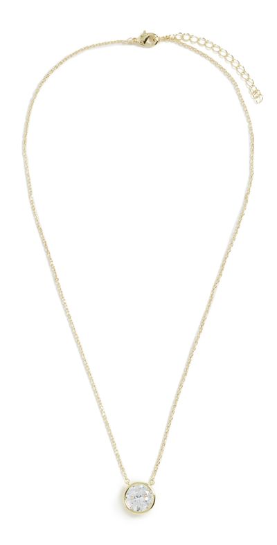 By Adina Eden By Adina Eden Cubic Zirconia Bezel Necklace & Earring Set Gold One