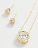 By Adina Eden By Adina Eden Cubic Zirconia Bezel Necklace & Earring Set Gold One - 5