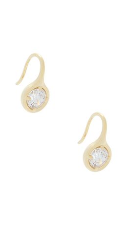 By Adina Eden By Adina Eden Cz Rounded Bezel Fish Hook Huggie Earring