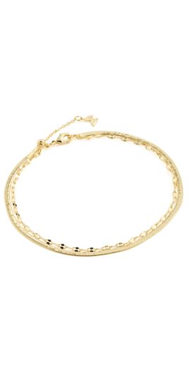 By Adina Eden By Adina Eden Double Strand Multi Chain Anklet Gold One