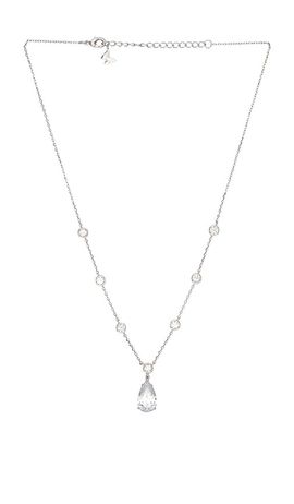 By Adina Eden By Adina Eden Fancy Cz Pear Drop Bezel Chain Necklace