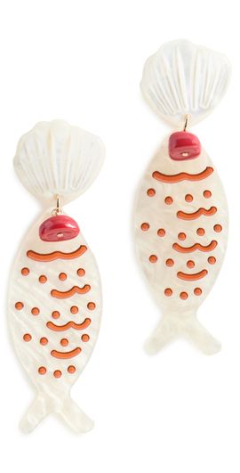 By Adina Eden By Adina Eden Fish Drop Earrings Red One