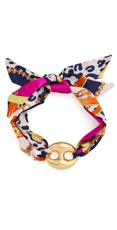 By Adina Eden By Adina Eden Gold Mariner Vibrant Scarf Chain Necklace Multi Color One