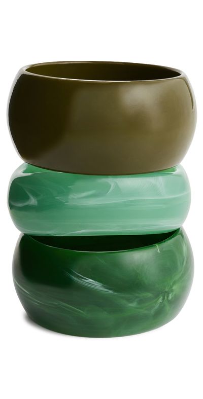 By Adina Eden By Adina Eden Gradient Resin Bangle Set Green One