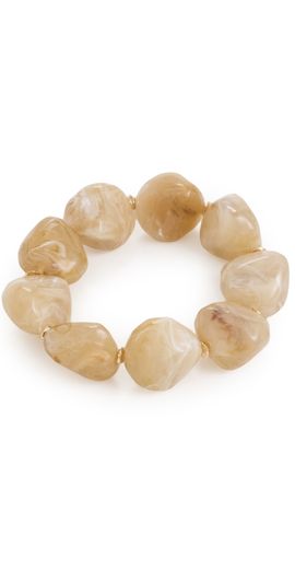 By Adina Eden By Adina Eden Neutral Stone Beaded Stretch Bracelet Brown One