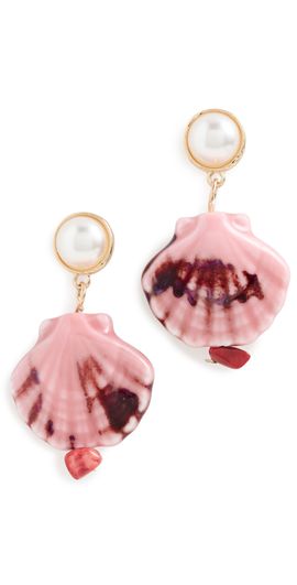By Adina Eden By Adina Eden Painted Shell Pearl Drop Earrings Pink One
