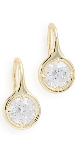 By Adina Eden By Adina Eden Rounded Bezel Fish Hook Huggie Earrings Gold One