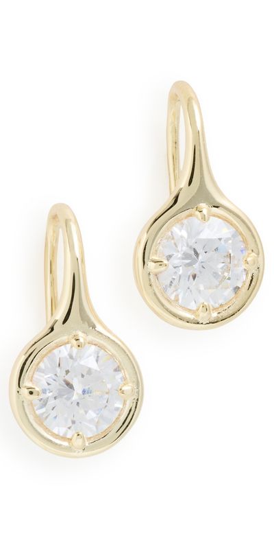 By Adina Eden By Adina Eden Rounded Bezel Fish Hook Huggie Earrings Gold One