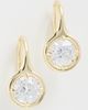 By Adina Eden By Adina Eden Rounded Bezel Fish Hook Huggie Earrings Gold One - 2