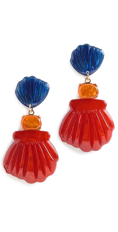 By Adina Eden By Adina Eden Seashell Gem Drop Earrings Multi Color One