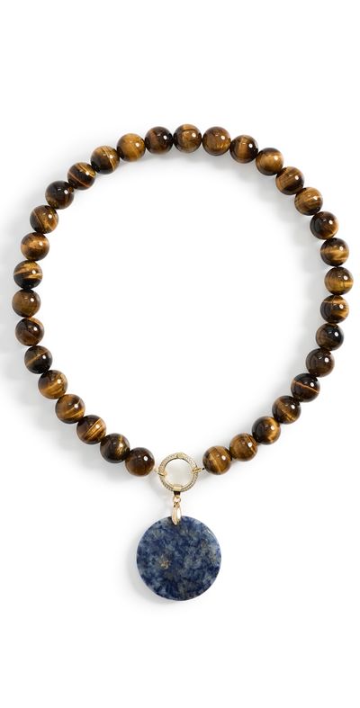 By Adina Eden By Adina Eden Tiger Eye Earth Drop Pendant Necklace Brown One