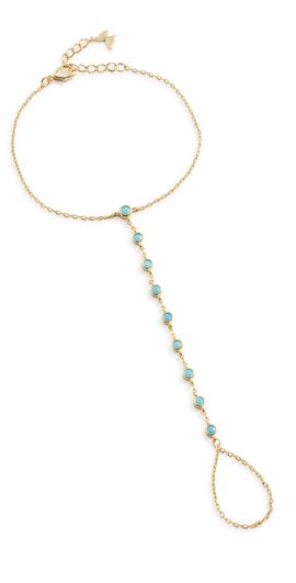 By Adina Eden By Adina Eden Turquoise Bezel Station Hand Chain Turquoise One