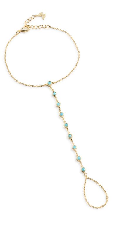 By Adina Eden By Adina Eden Turquoise Bezel Station Hand Chain Turquoise One