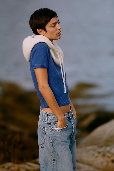 By Anthropologie 100% Cashmere Ribbed Hood