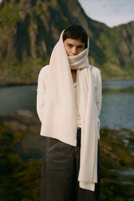 By Anthropologie 100% Cashmere Ribbed Scarf