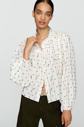 By Anthropologie 100% Cotton Swing V-Neck Blouse