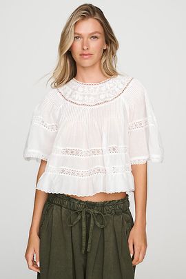 By Anthropologie 100% Cotton Tiered Swing Blouse