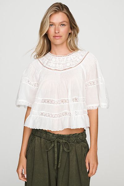 By Anthropologie 100% Cotton Tiered Swing Blouse
