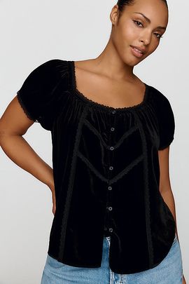 By Anthropologie Amber Velvet Top