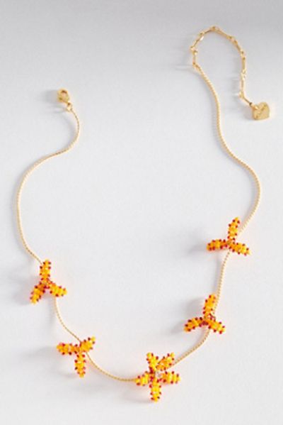 By Anthropologie Beaded Floral Charm Necklace