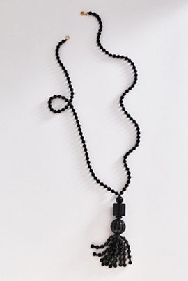 By Anthropologie Beaded Tassel Pendant Necklace