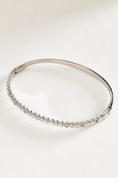 By Anthropologie Bezel-Set Crystal Station Bangle Bracelet