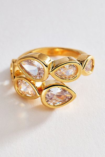 By Anthropologie Bezel Crystal Wrap Ring