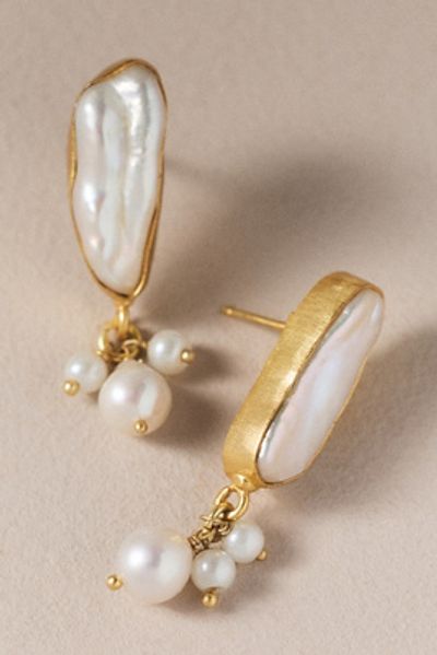 By Anthropologie Bezel Freshwater Pearl Earrings