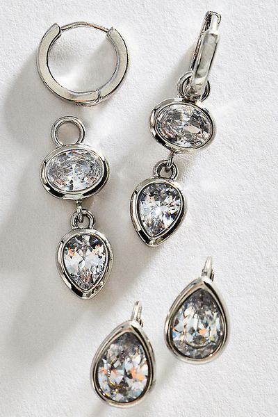 By Anthropologie Bezel Huggie Hoop Earrings