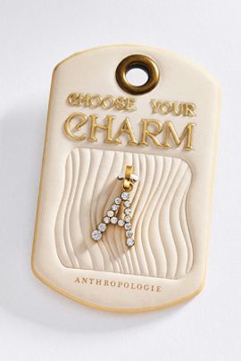 By Anthropologie Bezel Pavé Crystal Initial Charm