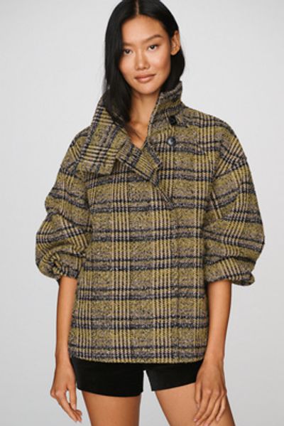 By Anthropologie Bouclé Funnel-Neck Coat Jacket