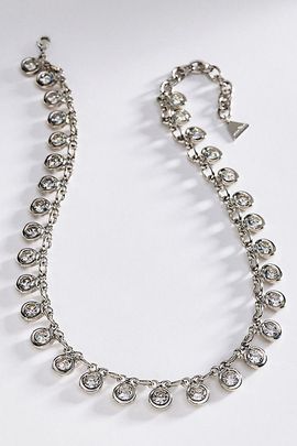 By Anthropologie Brushed Bezel Crystal Necklace