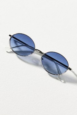 By Anthropologie Brushed Metal Oval Sunglasses