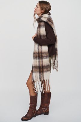 By Anthropologie Brushed Plaid Scarf