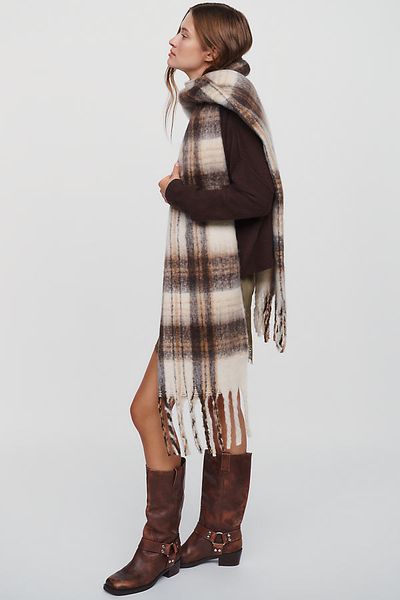 By Anthropologie Brushed Plaid Scarf