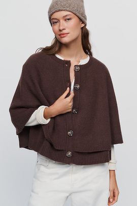 By Anthropologie Button Front Cape Sweater