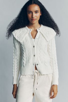 By Anthropologie Cable Knit Capelet Cardigan