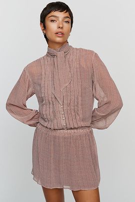 By Anthropologie Caroline Tie-Neck Mini Dress