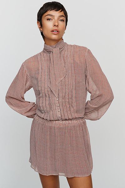 By Anthropologie Caroline Tie-Neck Mini Dress