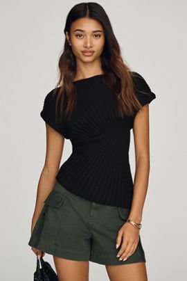 By Anthropologie Celia Asymmetric Ribbed Sweater