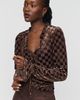 By Anthropologie Checkered Flocked Cardigan Top - 1