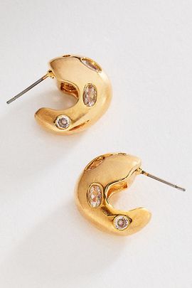 By Anthropologie Chunky Bezel Crystal Hoops