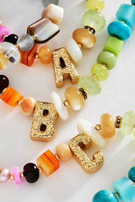 By Anthropologie Chunky Mixed Bead Initial Necklace